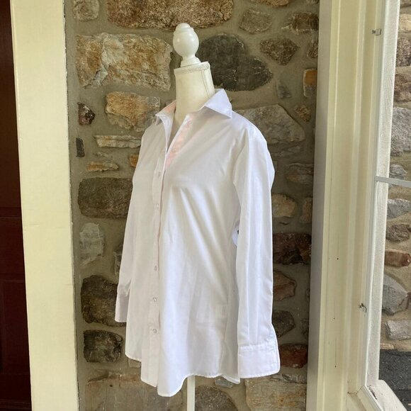 NWT Cortland Park White & Pink Classic Button Down Grosgrain Ribbon Shirt $149 - Picture 6 of 12